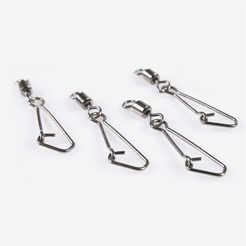 JOSHNESE 50PCS Stainless Steel Swivels Fishing MS+QL Interlock Rolling Swivel With Hooked Snap Fish Hook Connector