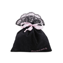 elegant satin bag with lace for lingerie