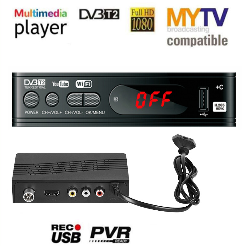 Dvb T2 Wifi Usb2.0 Full-HD 1080P Dvb-t2 Tuner TV Box HDMI-compatiSatellite Tv Receiver Tuner Dvb t2 Built-in Russian Manual