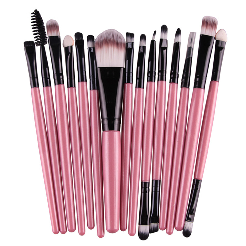 15pcs Portable Makeup Brushes Set Professional Nylon Brushes Kit For Eyeshadow Eyebrow Brushes Beauty Cosmetic Tools