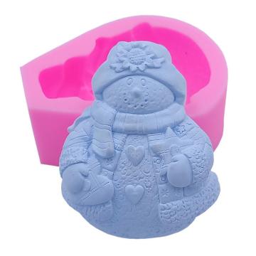 Snowman Design Silicone Soap Mold Candle Wax Melt Mold Gypsum Resin Christmas Crafts Silicone Mold