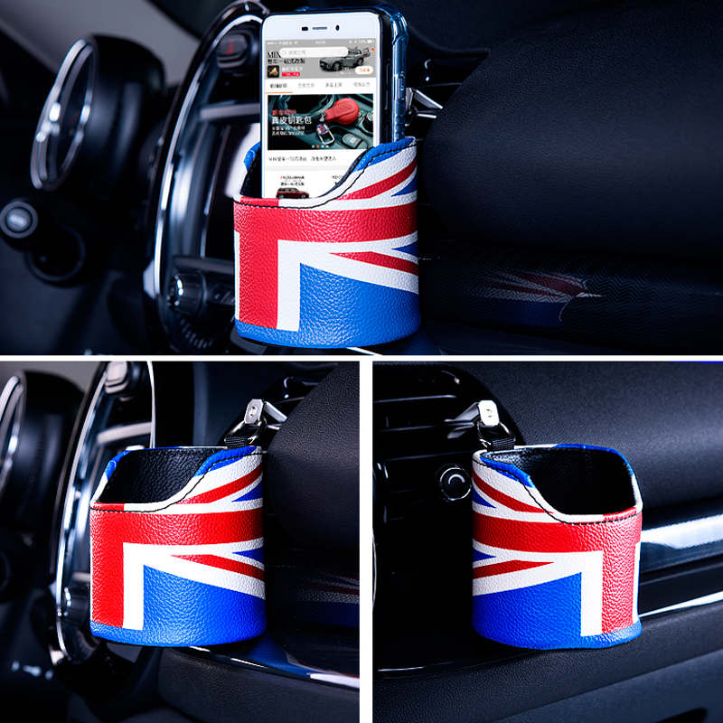 1pc Union Jack Leather Car Auto Air Outlet Pouch Box Bag Organizer Cell Phone Pocket Storage Holder For Mini Cooper Countryman