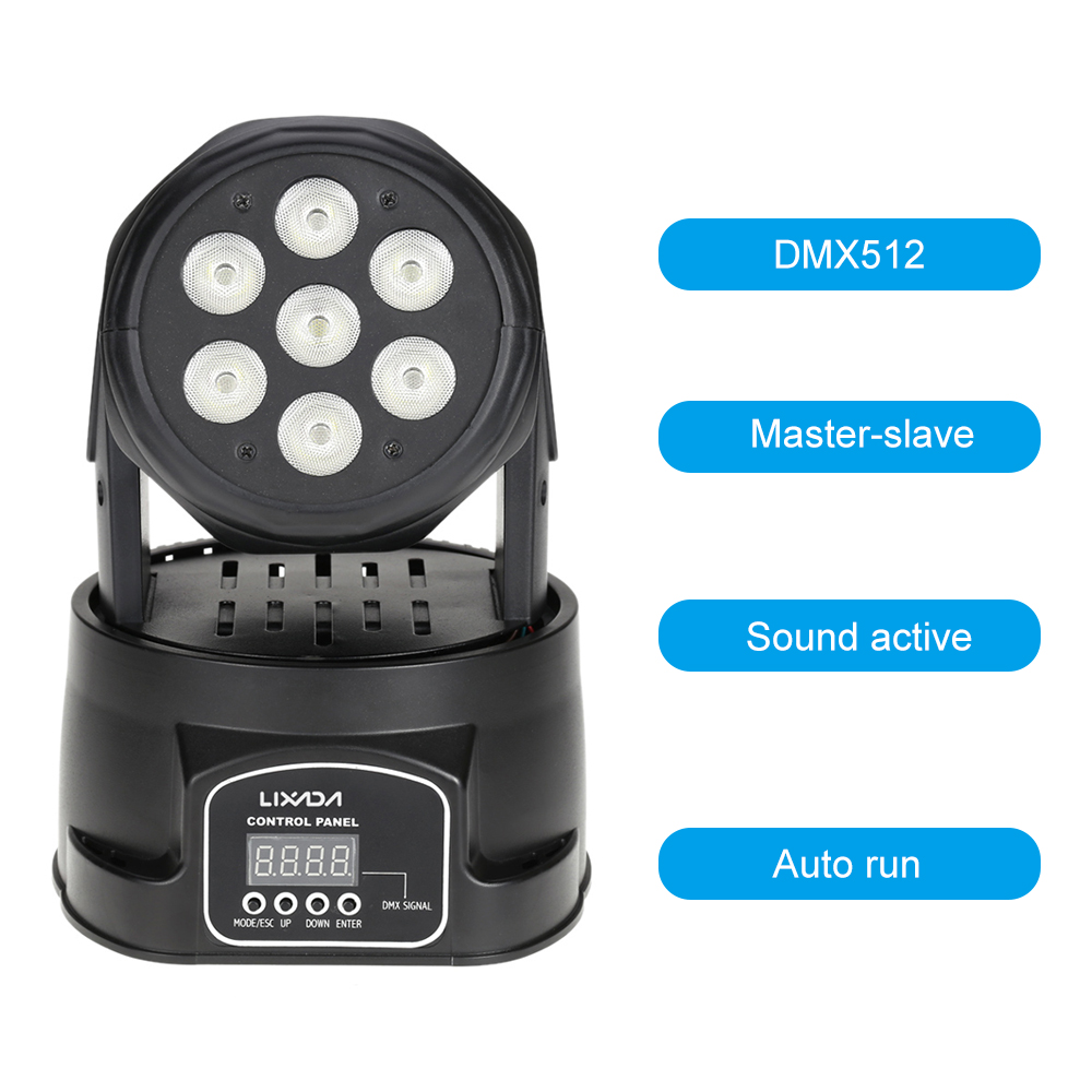 DMX-512 Mini Disco Light Moving Head Beam Light 4 In 1 RGBW LED Stage Light 9/14 Channels Sound Party Lights for Home DJ Bar