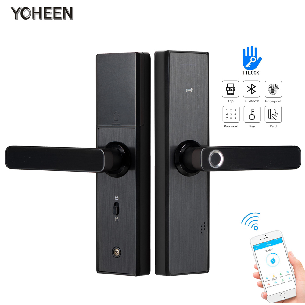 YOHEEN TTlock APP Bluetooth WIFI Door Lock Biometric Fingerprint Smart Lock ,Electronic Keypad Code Keyless Digital Door Lock