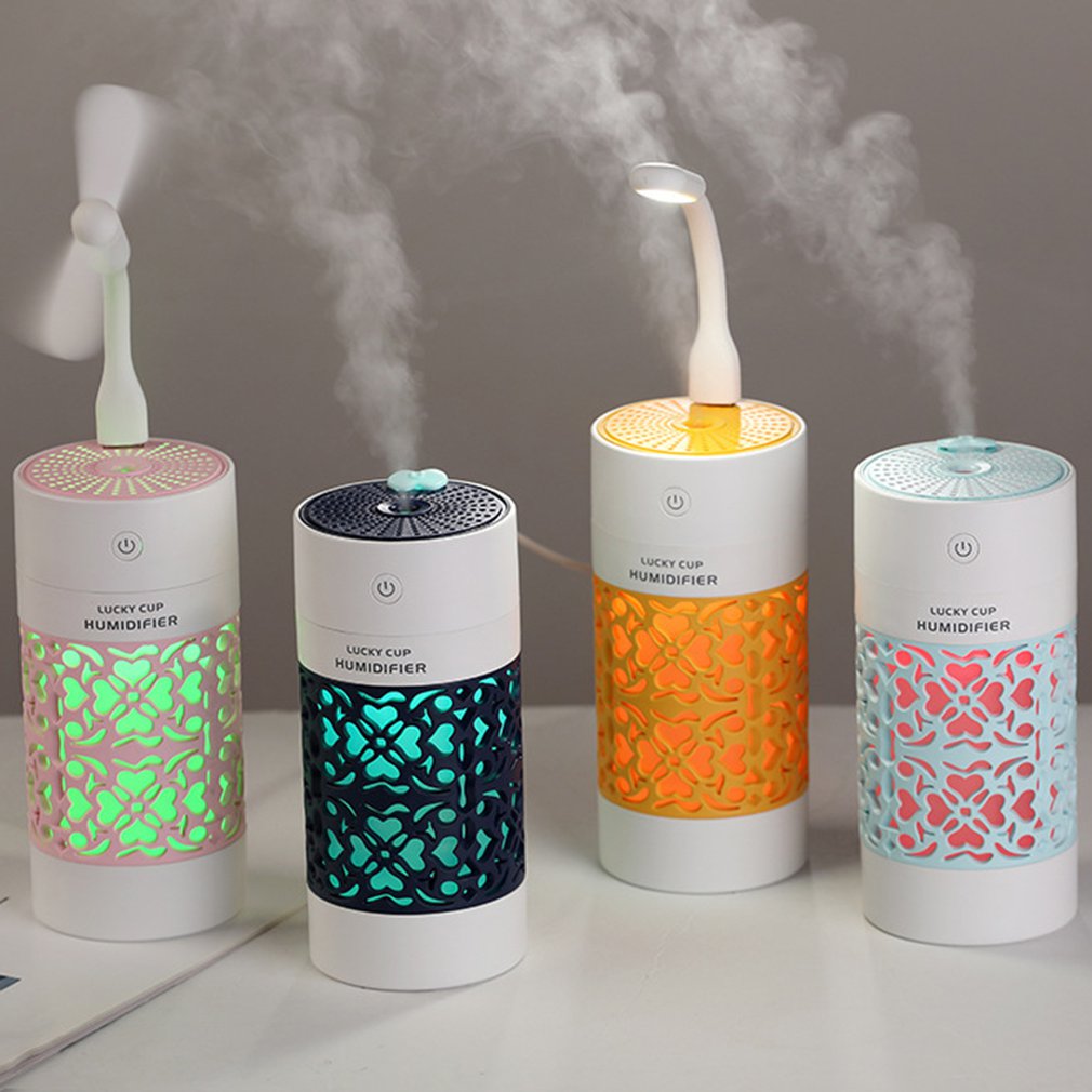 250ML Mini Air Humidifier Cup USB Ultrasonic Car Aroma Diffuser Electric Essential Oil Diffuser with 7 Color LED Lights