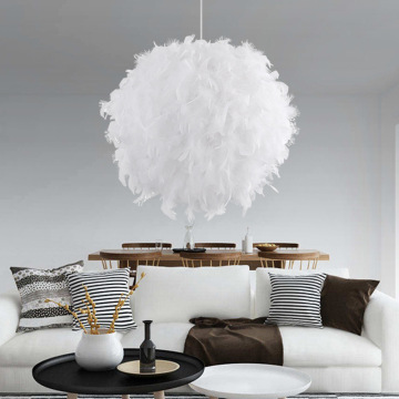 Pendant Feather Lamp Romantic Dreamlike Feather Droplight Bedroom Living Room Parlor Hanging Lamp E27 Feather Cover