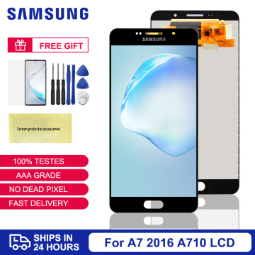 100% Test For Samsung Galaxy A7 2016 A710 A710F LCD Display Touch Screen Digitizer Assembly Mobile Phone LCDs A710 Display