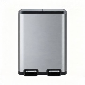 Rectangle stainless steel double pedal trash bin