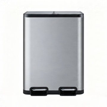 Rectangle stainless steel double pedal trash bin