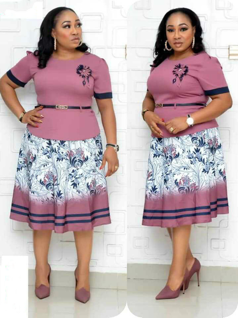 5XL 6XL Plus Size Mom Dress O Neck Flower Print Midi Dresses Bodycon High Waist African Clothes Women Vestidos Ladies Robe Femme