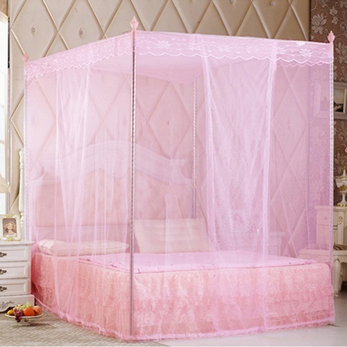 European Style 5 Corner Post Romantic Princess Lace Canopy Mosquito Net No Frame for Twin Full Queen King Bed Netting Bedding