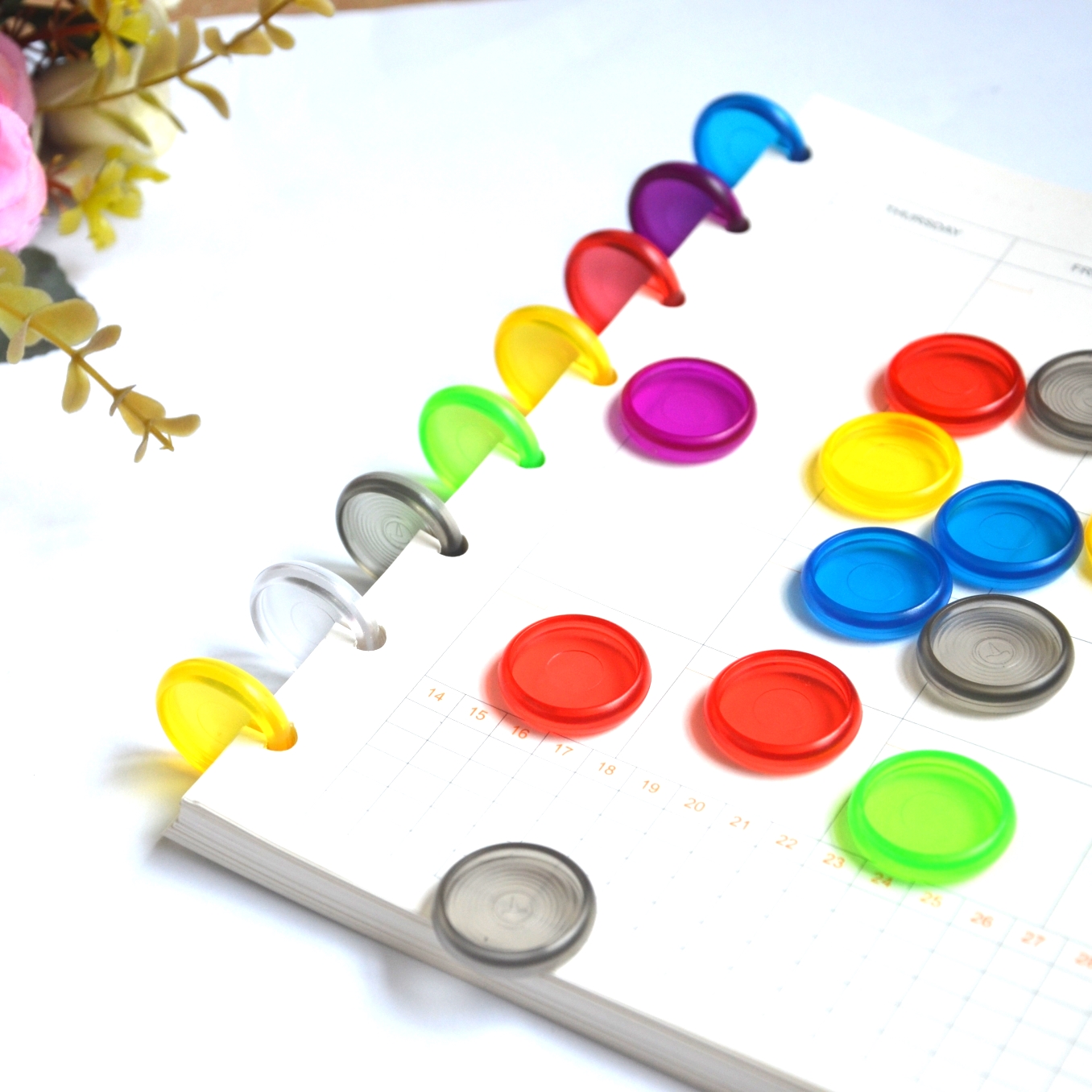 100pcs 24mm Plastic Binding Ring Buckle Color Button-like Binder Accessories Mushroom Hole Books Buckle Piece Ring Bingding Disc