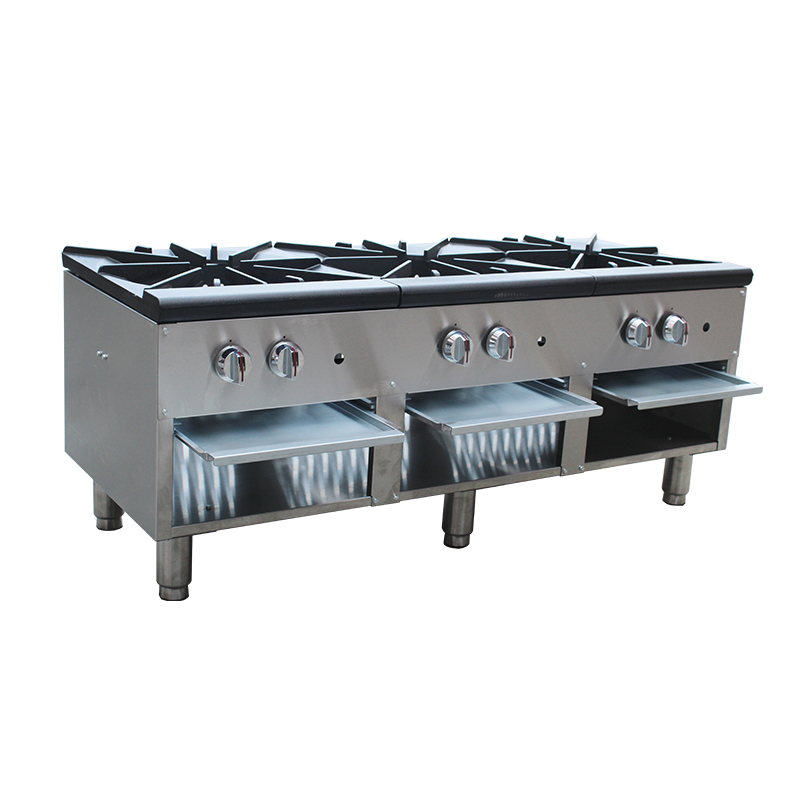 3 burner commercial gas stock pot range