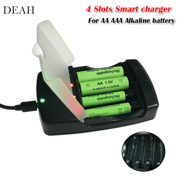 4 Slots smart alkaline Battery Charger with LED indicator for 1.5V rechargeable battery AAA AA battery fast charging usb Battery