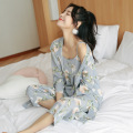 Women Pajamas 3 Pieces Satin Sleepwear Pijama Silk Home Wear Home Clothing Embroidery Sleep Lounge Pyjama Pyjamas Set