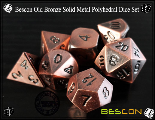 Bescon Old Bronze Solid Metal Polyhedral Dice Set-6