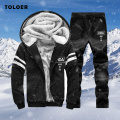 Winter Mens Tracksuit Set Fleece Warm Hoodie and Sweatpant Set Thick Men Track Suit Homme Hoodies Jacket Outfits Sweatshirt+Pant