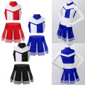 Kids Teens Girls Cosplay Cheerleading Uniforms Cheerleader Costume Outfits Sleeveless Zippered Crop Top with Pleated Skirt Set