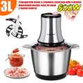 800W 3L Stainless Steel Meat Grinder 2 SpeedsElectric Chopper Meat Grinder Household Automatic Mincing Machine Food Processor