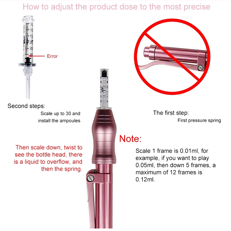Pink Hyaluronique Pen Hyaluronic Acid Filler Gun Serum Pens Mesotherapy 0.3ml Lips Lifting Injection Anti Aging Wrinkle Removal