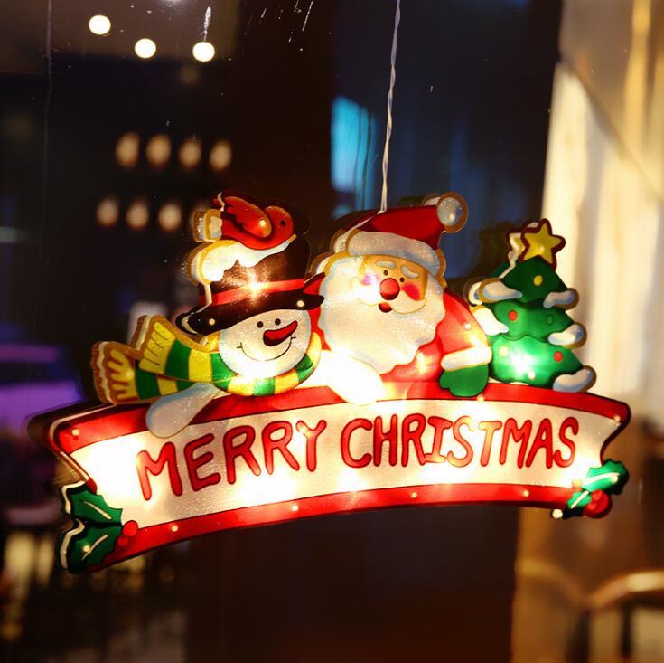 Christmas Suction Cup Ornament Window Light Xmas Motif Atmosphere Scene Wall Showcase Led Sucker Lamp Hanging Lights Decoration