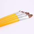 6 pieces. yellow Wooden pole art brush Set of horse hair watercolor acrylic brushes for oil painting drawing art book Supplie