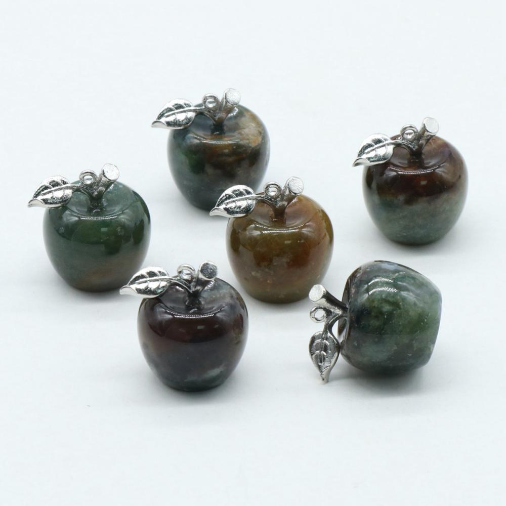 Handmade Craved 20MM Black Obsidian Apple Pendant Necklace