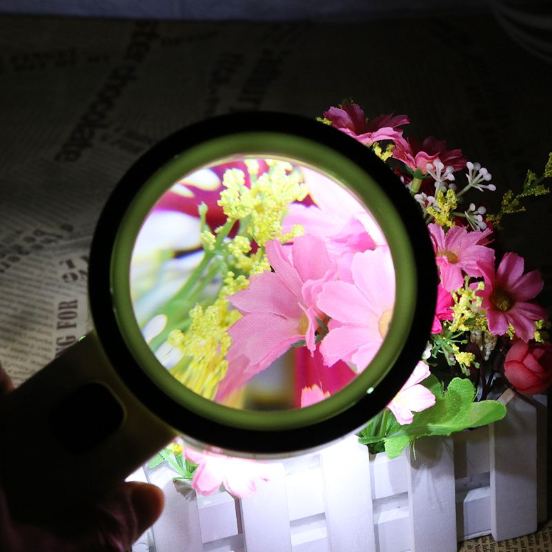 30X LED Magnifying Glass Handheld Lighted Magnifier Double Glass Lens Jewelry Magnifier L69A