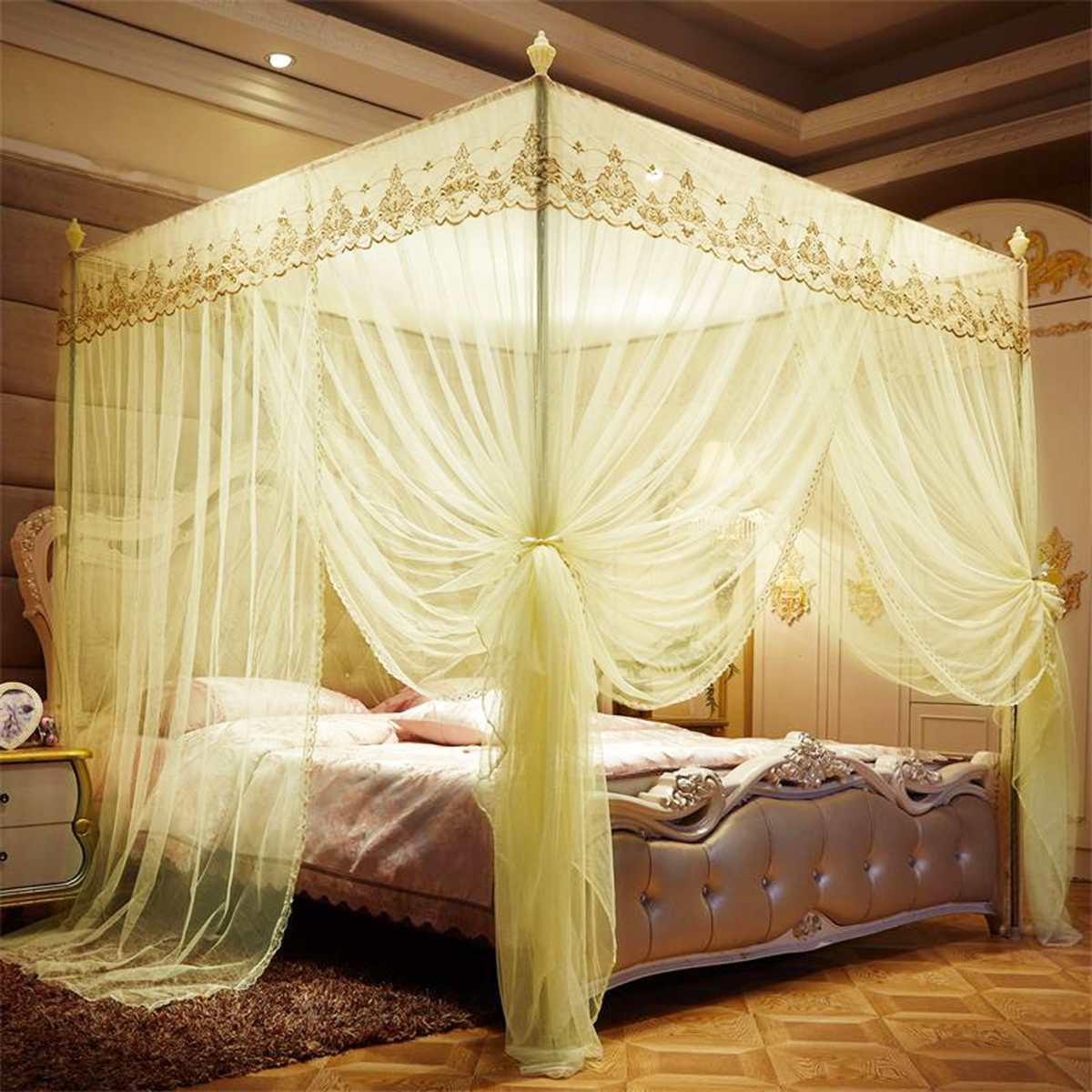 Moustiquaire Canopy Four Corner Post Student Canopy Bed Mosquito Net Netting 1.8mX2m No Frame