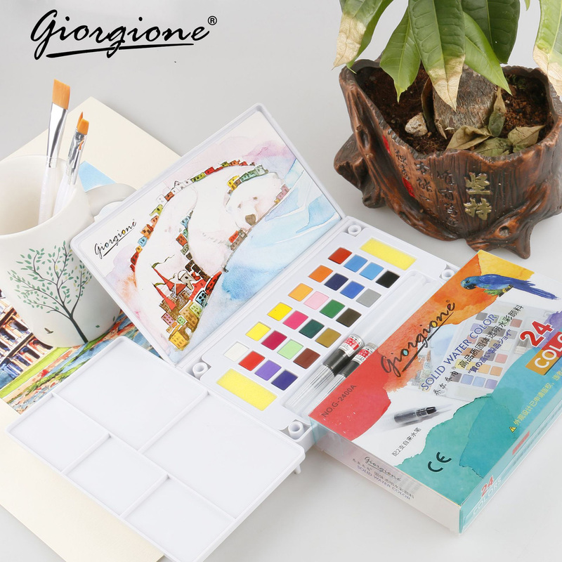 12/18/24/36 Color Giorgione Solid Watercolor Pigment Painting Set Portable Water Color Paint Kids Drawing Aquarelle Art Supplies
