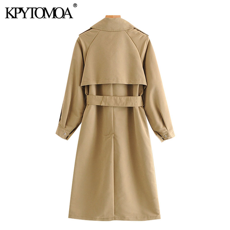 KPYTOMOA Women 2020 Fashion With Belt Double Breasted Trench Coat Vintage Long Sleeve Office Wear Female Outerwear Chic Tops