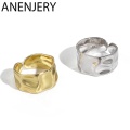 ANENJERY Fashion Irregular Concave Convex Gold Silver Color Ring Width Open Finger Ring For Women Men S-R713