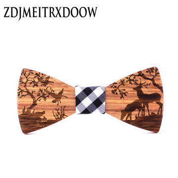 Fashion New Style Geometry Wapiti Children Wooden Bowtie Baby Kid Classical Pet Zebra Wood Christmas Butterfly Bow ties