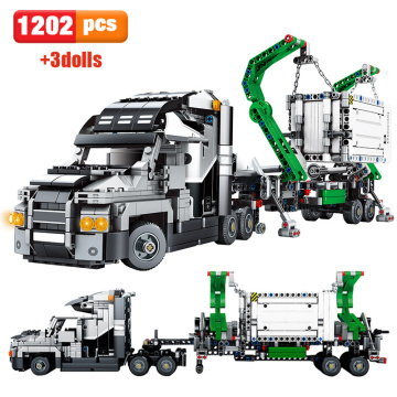 Promotion 1202pcs City Big Truck Engineering Buiding Blocks Mark Container Vehicles Car Figures Bricks Toys For Children