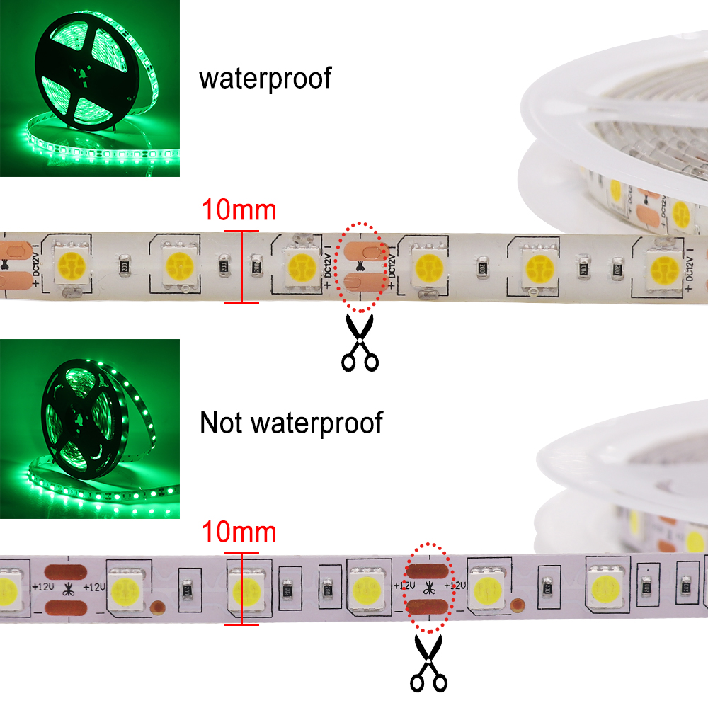 5M LED Strip 5050 5054 2835 RGB Led Light Strip 12V 60LEDs/M Flexible Led Tape Light Waterproof 300LEDs Ribbon Diode Home Decor