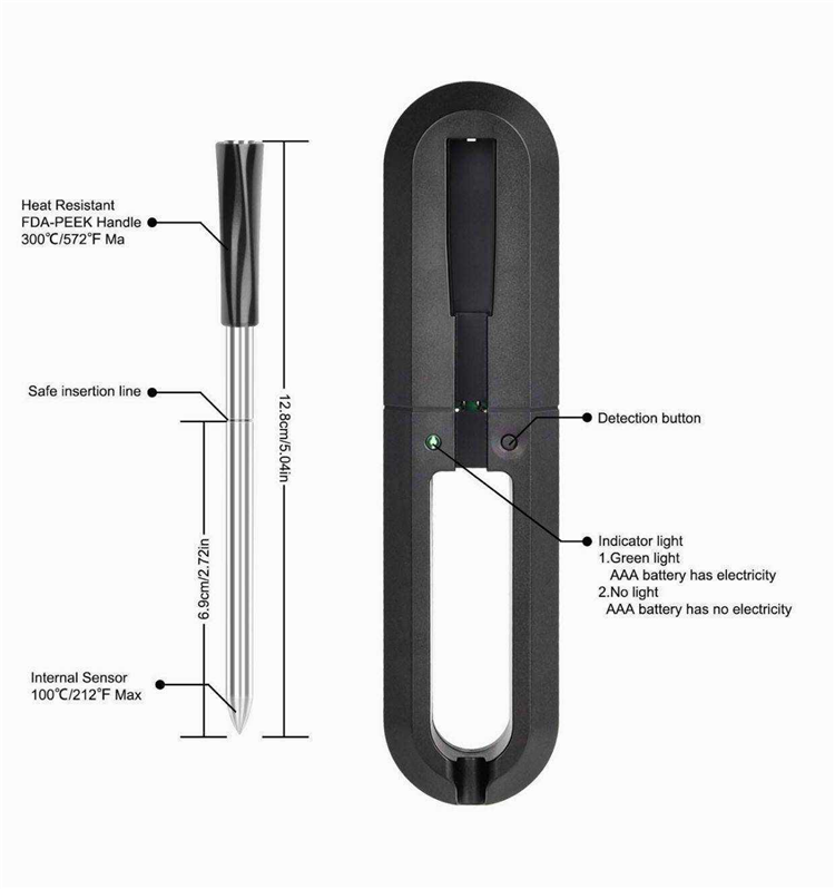 SH253A wireless blue tooth grill BBQ meat thermometer 