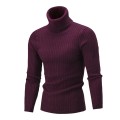 Men's Autumn Winter Casual England Style Long Sleeve Cotton Solid Color Turtelneck Sweater Pullover Sweaters Tops