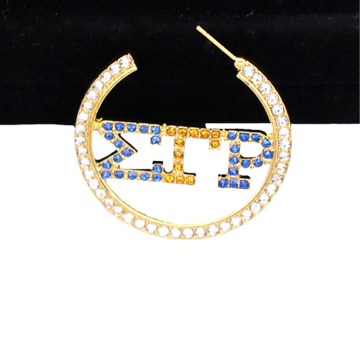 Abadon New Arrival Metal Crystal Greek Letters Sigma Gamma Rho Earrings Sorority Fraternity Stud Earring For Gift