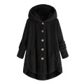 Coats Women Plus Size Button Plush Tops Hooded Loose Wool Coat Winter Keep Warm Pockets Chaqueton Mujer Best Sale