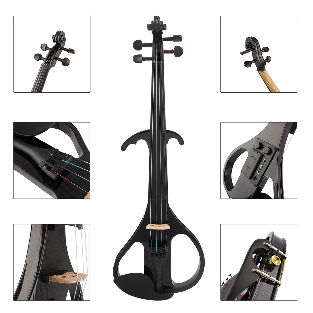 NAOMI Electronic E Violin Electric Violin 4/4 Maple Wood Violino Ebony Fretboard Brazilwood Bow Musical Instruments With Case