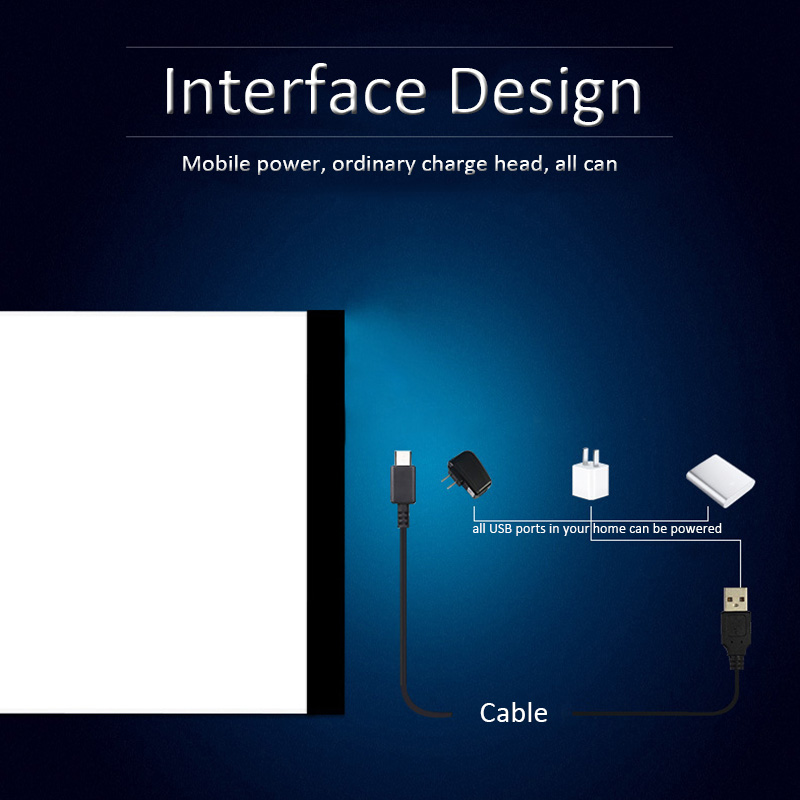 DLED Light Box A4 Drawing Tablet Graphic Writing Digital Tracer Copy Pad Board for Diamond Painting Sketch Hotfix Rhinestone