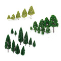 27pcs Model Tree 3-16cm Green Train Railroad Architecture Diorama HO O Scale for DIY Crafts or Building Models