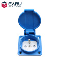 16A FR Standard Waterproof Socket IP44 Industrial Household AC Power Dustproof Outlet Copper Contact Body Generator 250V