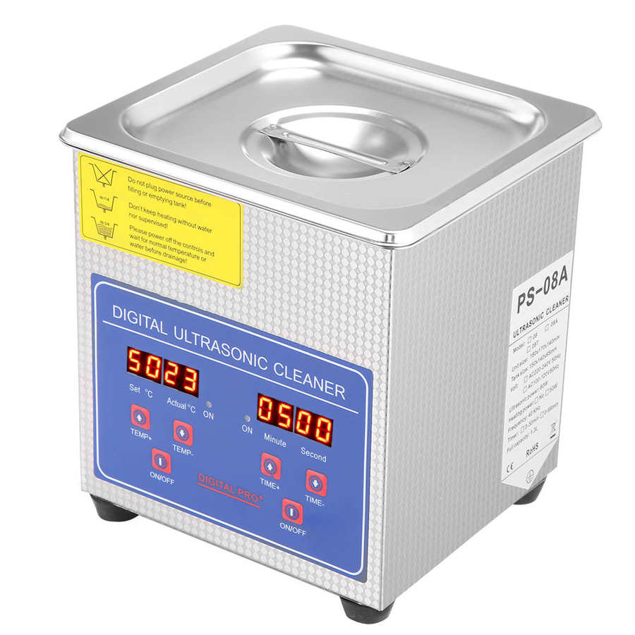 1.3L Ultrasonic Cleaner With Timer Digital Stainless Steel Heater Timer Industrial Grade Cover AU/US Plug 50W 40KHz