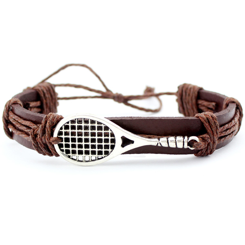 Baseball Volleyball Soccer Football Softball Lacrosse Field Ice Hockey Golf Calisthenics Charm Leather Bracelets Jewelry Gift