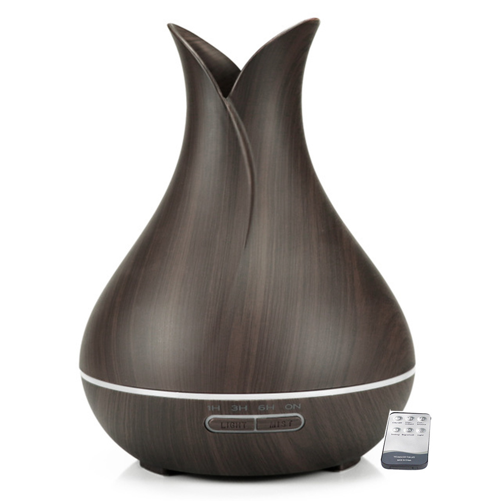 Remote Control Blue and white Aroma Diffuser Oil Fragrances Ultrasonic Fragrance Humidifier Wood Grain 7 Colors LED Light Yoga