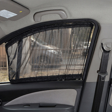Aluminum Shrinkable Windowshade Curtain For Auto Car Front Rear Windows - Mesh black (Pack of 2)