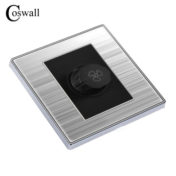 Luxury Fan Speed Controller Wall Switch Interruptor Brushed Silver Stainless Steel Panel Power Conmutador 10A AC 110~250V