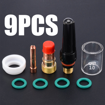 9Pcs/Set 1.6mm Welding Torch TIG Gas Lens Glass Cup Kit For WP-17/18/26 1/16'' Welding Torch Welding Accessories Practical