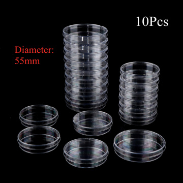 10Pcs/Lot 55mm Polystyrene Sterile Petri Dishes Bacteria Culture Dish for Laboratory Medical Biological Scientific Lab Supplies